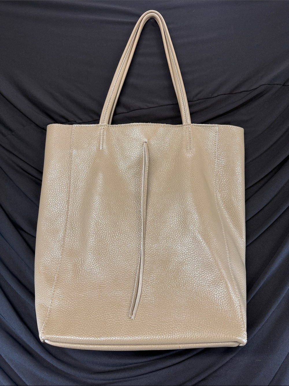 Classic Neutral Italian Leather Tote Bag - Taupe